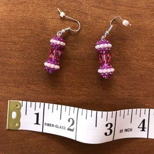 Pink, Purple, and White Earrings